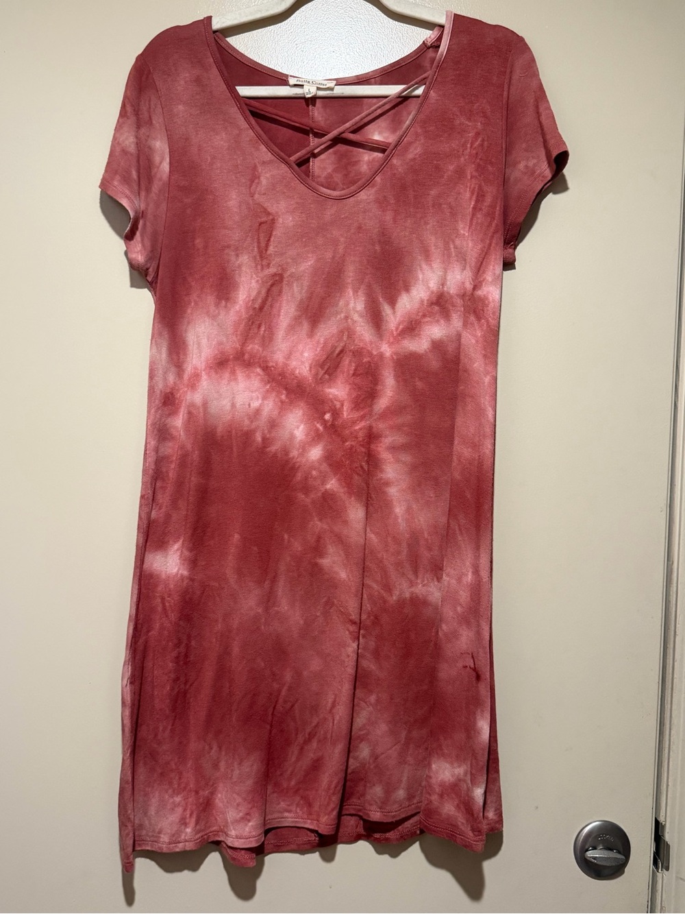 Rolla Coster Rose Tie-Dye Crisscross V-Neck Mini Dress